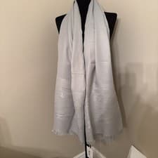 Image of BNWT TED BAKER “ESTRELL” GREY LOGO LUREX LONG SCARF