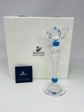 Image of Swarovski Crystal Blue Flower Candleholder 207012 MIB