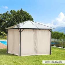 Image of Universal Gazebo Curtains Replacement 4 Side Panels with Hooks & C-Rings Beige