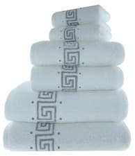 Image of Luxury 100% Cotton Greek Key Embroidered Bath Towel 3 Piece Gift Bale Set