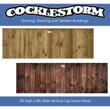 Image of 2ft High x 6ft Wide Vertical Lap Feather Edge Timber Garden Fence Panel