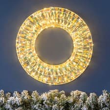 Image of Light Up Christmas Wreath Iridescent Warm White LED Door Decoration 38cm 50cm