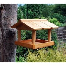 Image of New Hanging Wooden Bird Table Garden Wild Birds Tree Bracket Feeding Station