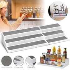 Image of White 3 Tier Shelf Jar Rack Holder Cupboard Organiser Storage Kitchen Tool NEW