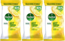 Image of Dettol Multipurpose Surface Cleaning Wipes Citrus Zest 3 x 105 Wipes Multipack