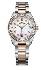 Image of New Ladies Rotary rose plated & steel stone set date Quartz Watch LB00096/41