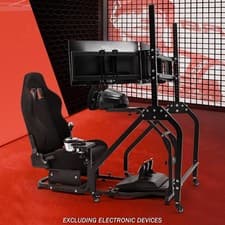 Image of Supllueer Racing Simulator Cockpit with Seat & Triple Monitor Stand Fit Logitech