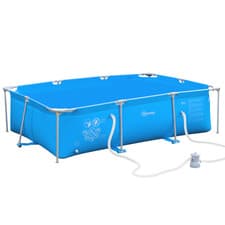 Image of Steel Frame Pool & Filter Pump & Cartridge Rust Resistant 315 x 225 x 75cm Blue