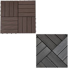 Image of Garden Gear WPC Decking Tiles 30x30cm Non-Slip Walnut or Grey Outdoor Flooring