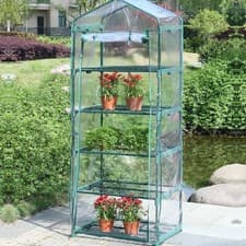 Image of 4 Tier Mini Greenhouse Walk In Grow Bag Green House PVC Cover Plastic Garden