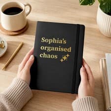 Image of Personalised A5 Notebook, Any Name Organised Chaos Gift, Custom Name A5 Journal