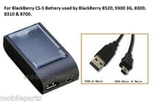 Image of Blackberry Stand Alone Battery Charger for 8520 & 9300 3G Curve & USB Cable