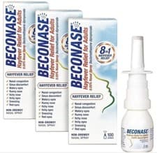 Image of 3 x Beconase Hayfever Relief Nasal Spray 8-in-1 Effective Relief for Allergy