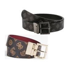 Image of Guess Hensley Reversible Merlot Peony Logo Womens Belt