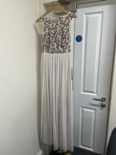 Image of NEW Adrianna Papell Blush Floral Maxi Dress Hand Beaded, UK 10 Prom Bridesmaids