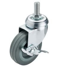 Image of Draper Swivel Bolt Fixing Rubber Castor with Brake 75mm Diameter S.W.L. 70kg