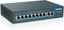 Image of 10 Port Poe Switch, 8 Poe+ Port 100Mbps, 2 Uplink Gigabit, 120W 802.3Af/At, Exte