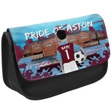 Image of Personalised Aston Villa Pencil Case Football School Stationary Bag Boys CFP03