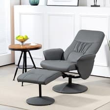 Image of Swivel Recliner with Ottoman PU Leather Reclining Chair and Footrest