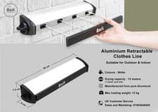 Image of Aluminium Corrosion-Resistant RETRACTABLE 12M 4 LINE CLOTHES DRYER /out & indoor