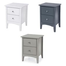 Image of Como 2 Drawer Bedside Cabinet, Midnight Finish, Metal, Smooth-Glide Drawers