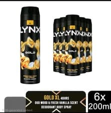 Image of Lynx XL 48-H High Definition Fragrance Gold Body Spray Deodorant 6 Pack, 200ml