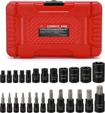 Image of 25 Piece Torx Bit Socket Set, 13 Star Socket Bits (T8-T60) & 12 Female E