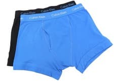Image of CALVIN KLEIN Men Underwear S Blue Trunk Cotton Stretch Classic Fit Logo 2 Pack *