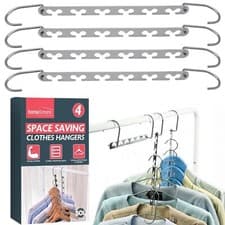 Image of 4pk Space Saver Hangers Clothes Coat Wardrobe Magic Metal Closet Saving Wonder