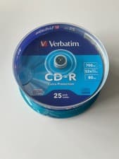Image of VERBATIM CD-R 52x 700MB 80min RECORDABLE CD MEDIA DISKS CAKEBOX PACK OF 25 NEW