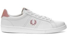 Image of FRED PERRY B721 LEATHER TRAINERS, WHITE/ DUSTY PINK, B4321-183, SIZE 8 UK, EU42