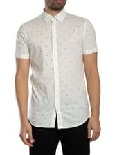 Image of Armani Exchange Men's Logo Pattern Slim Shirt, White