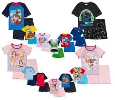 Image of Boys Girls Kids Pyjamas Official Shortie Character Pjs Summer Top + Shorts Set