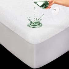 Image of Waterproof Terry Towel Mattress Protector Fitted Sheet Bed Cover Non-Allergenic
