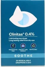 Image of Eye Drops - Clinitas Soothe Dry Eye Relief 30 x 0.5ml Reselable Drops Pack 1 & 6