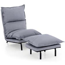 Image of Recliner Chair with Footstool 6 Position Adjustable Chaise Lounge Chairs Lazy