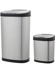 Image of New Automatic Stainless Steel Rectangular Dustbin 2 Set 12 & 50 Litre RRP-£113.