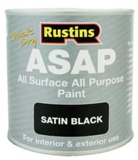 Image of Rustins ASAP All Purpose Surface Interior Exterior Satin Paint 500ml - Black