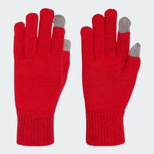 Image of Adidas Gloves Mens Medium Red Logo Knit New
