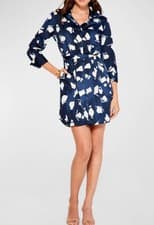 Image of Nic + Zoe Mosaic Blues Shirt Dress Size Medium NEW $218 Stretch Lightweight