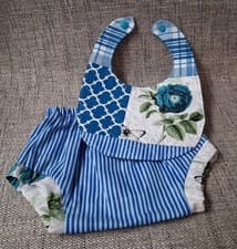 Image of Handmade Infant Newborn BABY GIFT Set Quilted Bib Diaper Cover