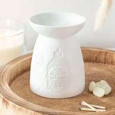 Image of White Ceramic Buddha Face Oil Burner and Wax Warmer Wax Melt Aromatherapy Home