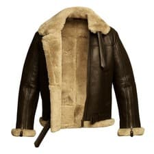 Image of Men’s Real Leather B3 Bomber RAF Aviator Brown Jacket With Faux Shearling Lining