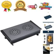 Image of Elegant Double Table-top Food & Plate Warmer with 2 Tealights in Black/Grey