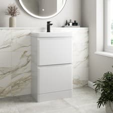 Image of Bathroom Cloakroom Vanity Unit Wash Basin Cabinet Drawers Storage White 500mm