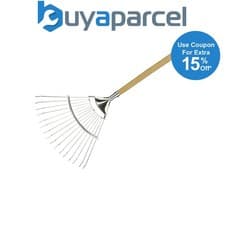 Image of Kent & Stowe 70100062 Stainless Steel Long Handled Lawn & Leaf Garden Rake FSC