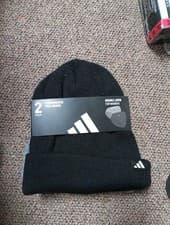 Image of Adidas Unisex Fold Beanie Hat 2-pack Double Layer for Warmth Black And Gray