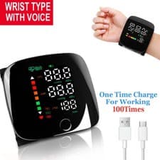 Image of Rechargeable LED Wrist Blood Pressure Monitor Voice Broadcast Heart Rate Monito