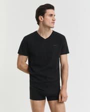 Image of GANT Mens V-Neck T-Shirt 2-Pack - 5 Black