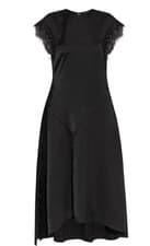 Image of New ALLSAINTS Lyra Lace Trim A-Line Midi Dress Black Hi-Low Satin Sz 8 RRP £159